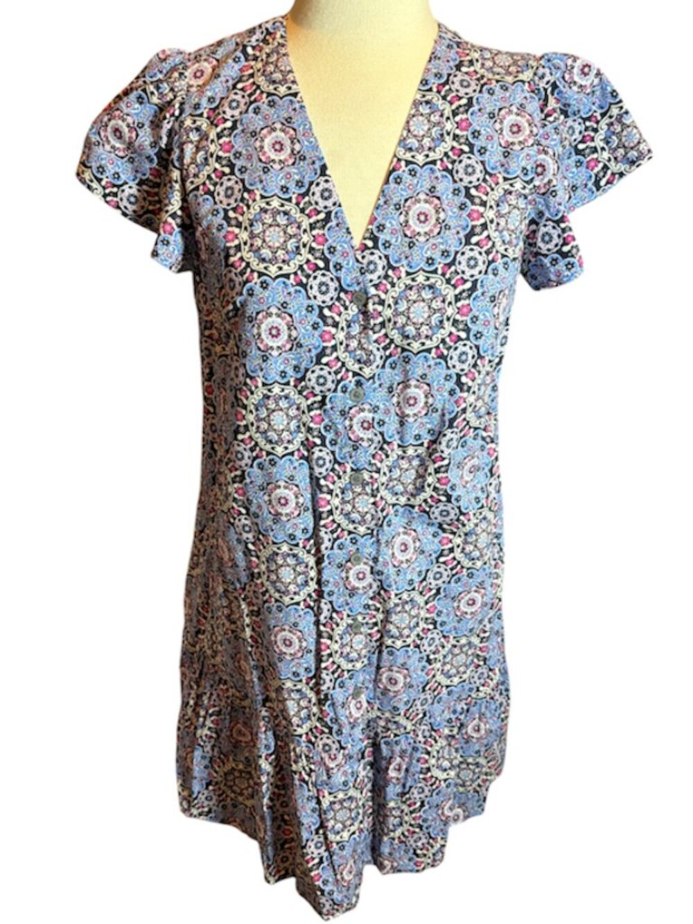 Loft Flutter Sleeve Button Shirt Baby Doll Dress